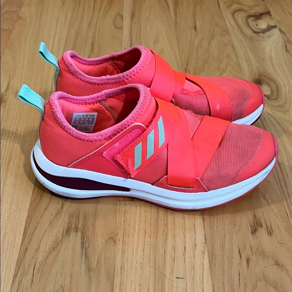 Adidas Kids Coral Sneakers with Aqua Accents